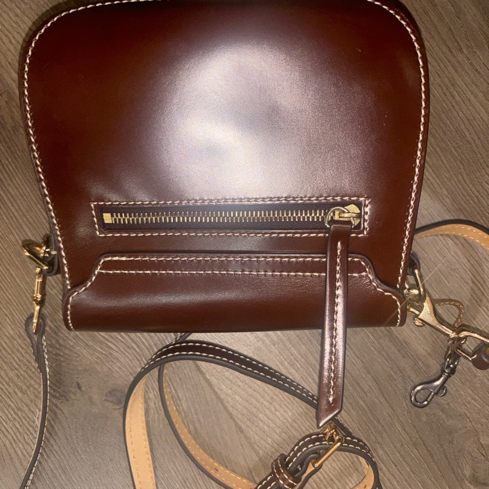 Dooney & Bourke Dark Brown Leather Crossbody with Gold Logo Plaque - Picture 5 of 5